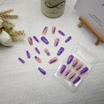 thumbnail image 4 of Uñas postizas adhesivas MMNHJHUT moradas con flores acrílicas, 24 piezas, 4 of 7
