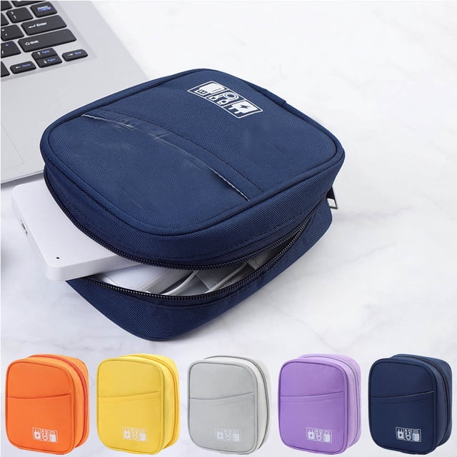 Bolsa digital de almacenamiento para auriculares y cables - organizador de tela de 6,3x5,11x2,36 pulgadas con compartimentos internos, estuche portátil para accesorios tecnológicos