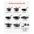 thumbnail image 2 of 19 Piece Cookware Set - Granite Nonstick Pots and Pans - Induction Compatible - Kitchen & RV Cooking - Frying Pans, Sauce Pans, Lids & Protectors - Black, 2 of 6