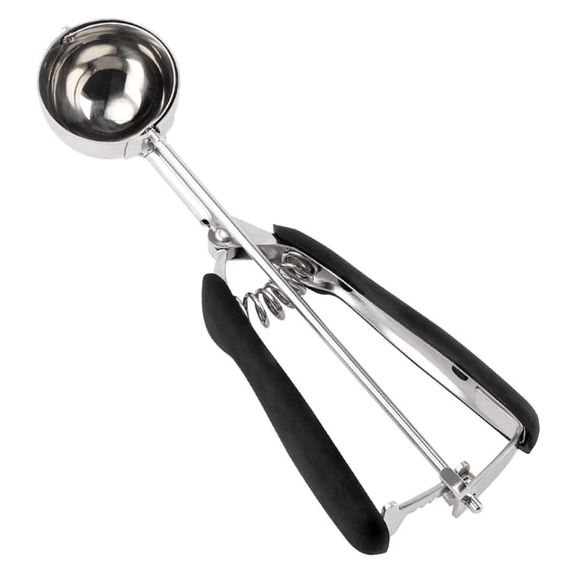Cuchara para galletas, cuchara para helado profesional de acero inoxidable, agarres suaves y de fácil agarre, gatillo de liberación rápida (5 mm)