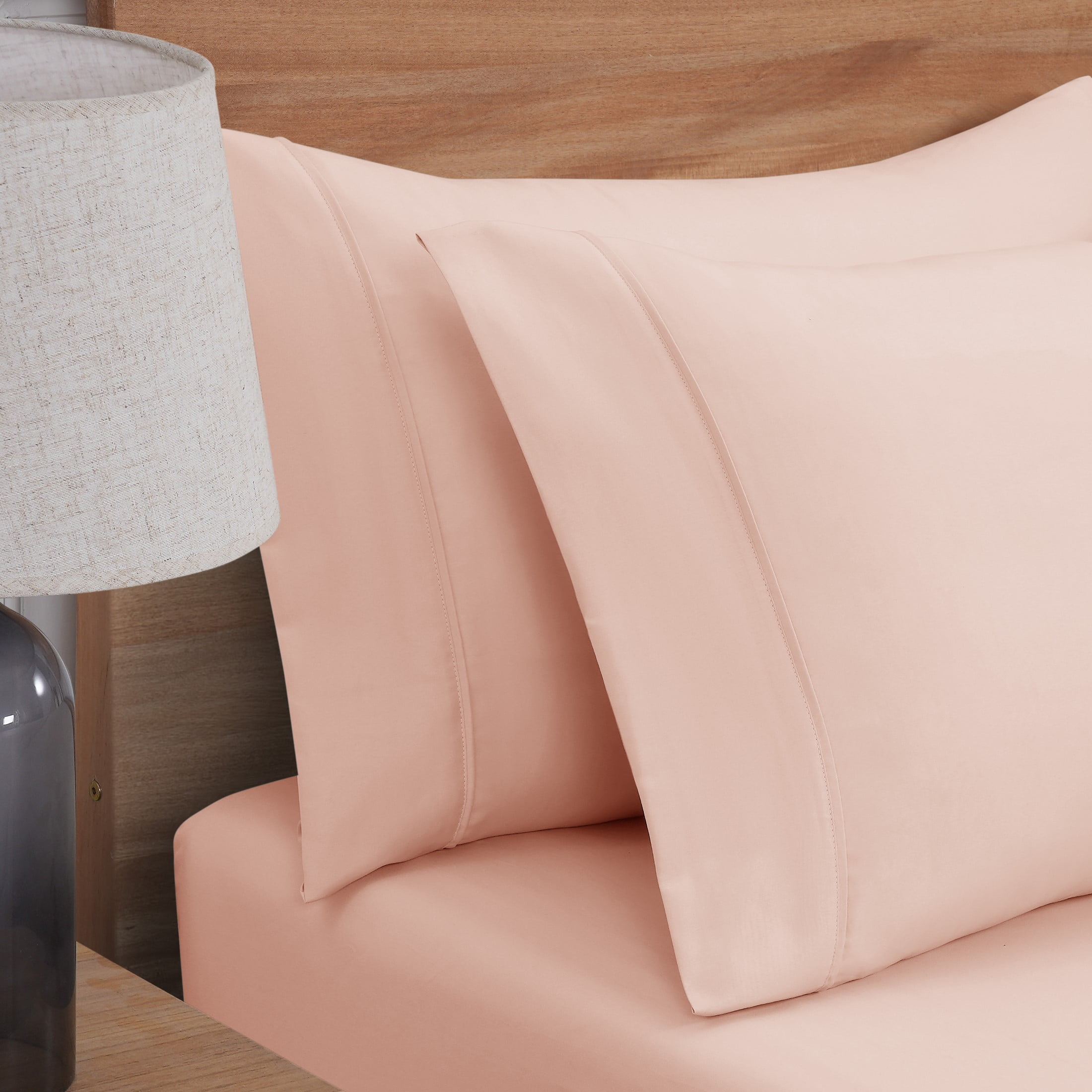 Mainstays Super Soft Brushed Microfiber Pillowcase Set, Pink Blush, King, 2 Piece