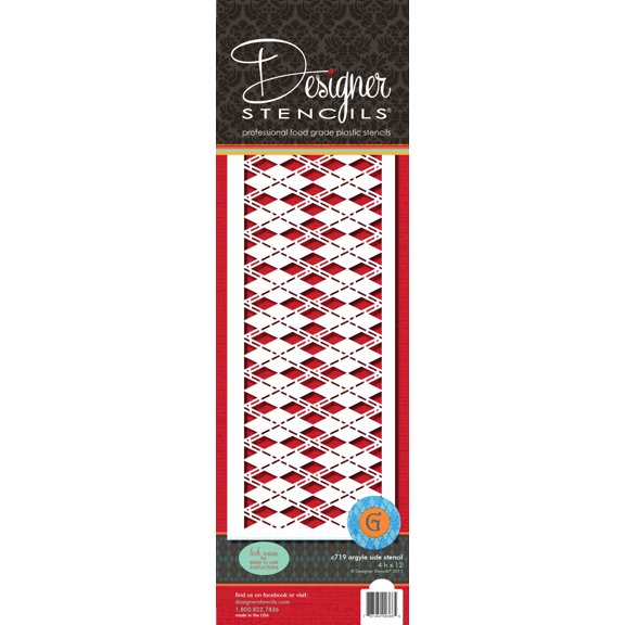 Designer Stencils C719 Argyle Cake Stencil by Designer Stencils, Beige/semi-transparent