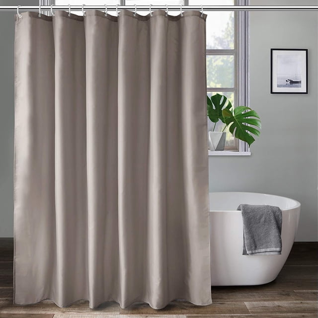 Standard Size Shower Curtain, Polyester Durable Solid Shower Curtain for Hotel with Hooks, Weighted Hem, Waterproof, Chocolate, 72x72 Inch