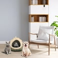 thumbnail image 5 of Bed Basket Dog Hut Kennel Soft Plush Cuddle Sleeping Cushion Pad Green S, 5 of 8