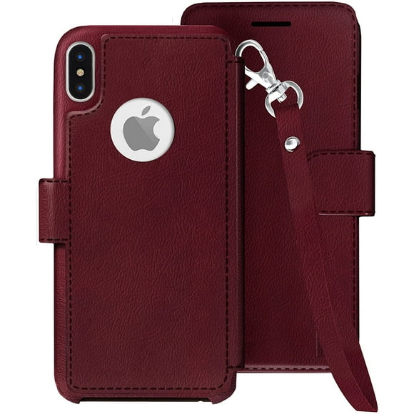 LUPA iPhone X Wallet Case -Slim & Lightweight iPhone X Flip Case with Credit Card Holder - iPhone 10 Wallet Case for Women & Men - Faux Leather i Phone Xs Purse Cases with Magnetic Closure – Black