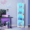 thumbnail image 5 of BROTTAR 65" Corner Glass Display Cabinet with LED Lights, 4-Tier Showcase Display Case with Glass Doors & Human Body Sensor for Collectibles, Liquor, White, 5 of 7