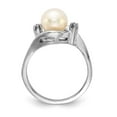 thumbnail image 2 of Solid 14k White Gold Diamond and Pearl Ring Band with CZ Cubic Zirconia Size 5.5 (Width = 2mm ), 2 of 6