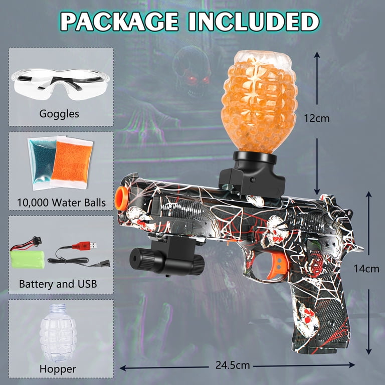 Pistolet à Billes Gel – 50 000 Tirs, Automatique, Avec Lunettes Et Batterie Rechargeable – 14+ Ans