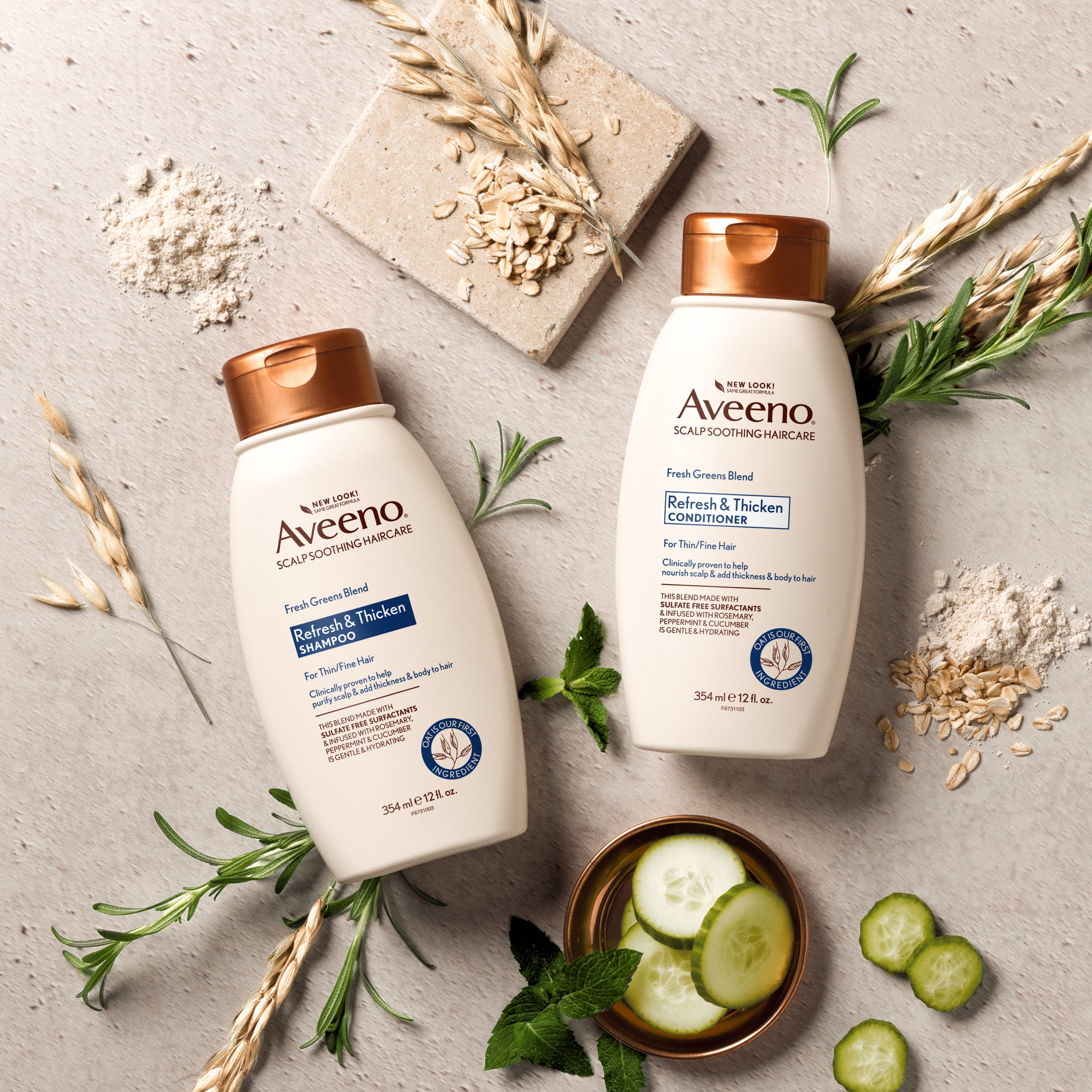 aften at donere Autonom Aveeno Fresh Greens Blend Natural Volumizing Shampoo, Cucumber, Rosemary,  for Fine Hair, 12 fl oz - Walmart.com