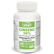Supersmart - Korean Panax Ginseng (30% Ginsenosides) 2000 mg per Day - Adaptogens Supplements | Non-GMO & Gluten Free - 60 Vegetarian Capsules