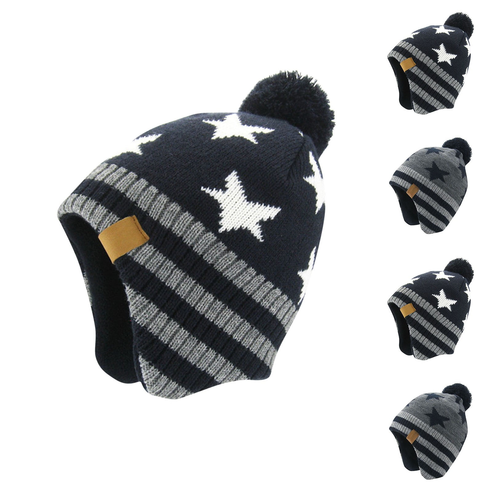 LSLJS Bonnet D'Hiver Pour Enfants Bonnet De Ski Épais En Tricot Chaud Avec Pompon Et Foulard Ensemble De Gants Pour Filles Garçons