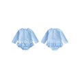 thumbnail image 2 of BemeyourBBs Toddler Baby Girl Swimsuit Newborn Infant Bathing Suit One-Piece Swimsuits Flower Striped Rash Guard Long Sleeve Zipper Swimwear Summer Beach Wear, 2 of 9