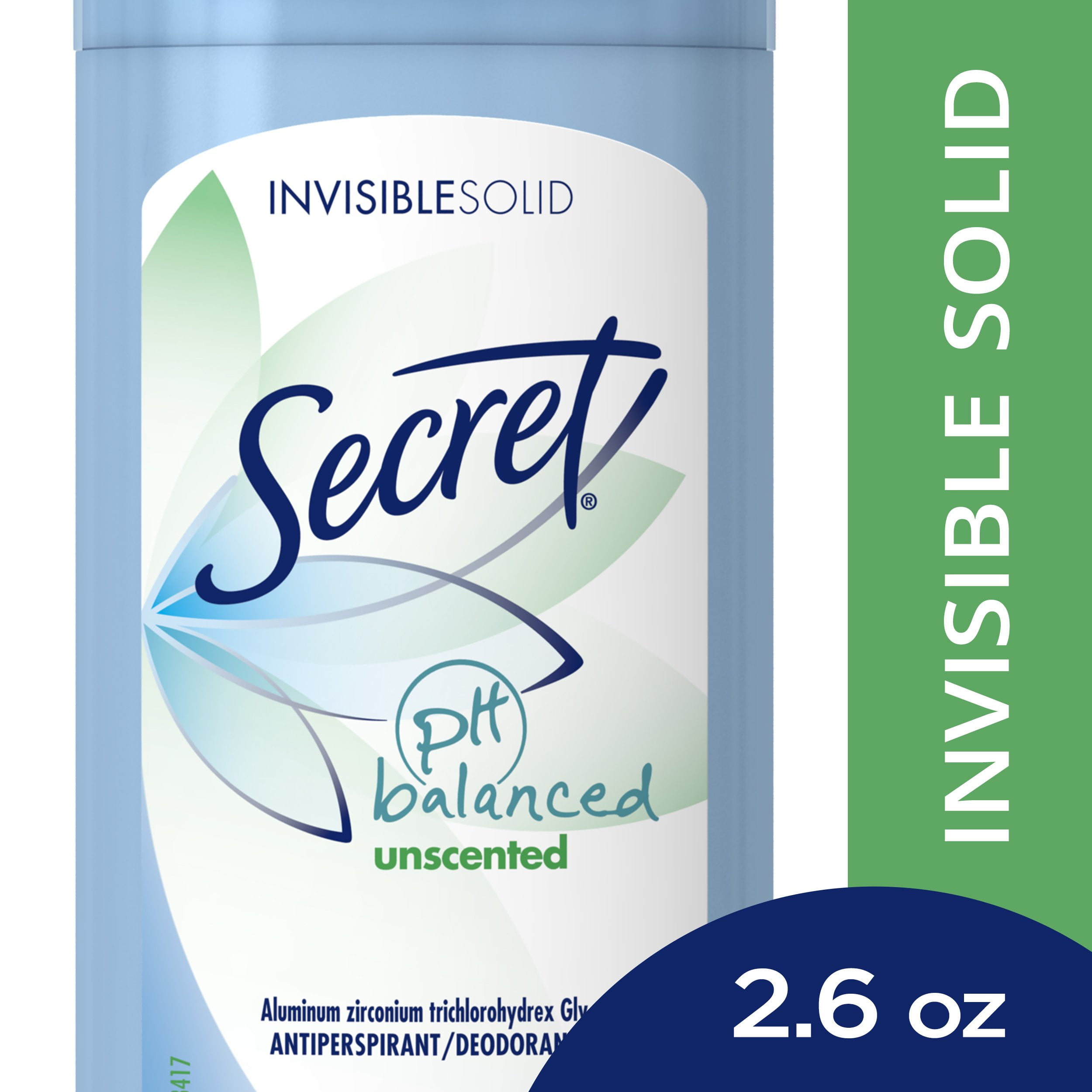 Secret Invisible Solid Antiperspirant Deodorant, Unscented - 2.6 oz - 6 Packs
