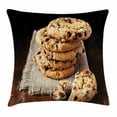 thumbnail image 1 of Cookie Throw Pillow Cushion Cover, Homemade Brown Baked Doughy Goods and Crumbs Dessert Focused Treats Cooking Theme, Decorative Square Accent Pillow Case, 20" X 20", Multicolor, by Ambesonne, 1 of 2