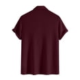 thumbnail image 3 of Boyscolos Men's Solid Color Turndown Collar Button Pullover Short Sleeve Knit Sweater, Breathable Casual Tops Wine M, 3 of 4