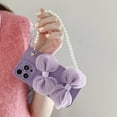 thumbnail image 2 of Compatible with iPhone 13 Pro Max Chain Case Cute Bow Bead Bracelet Strap Lanyard Wristband Charm Unique Design Fashion Luxurious Dream Protection Shockproof Cover for Girls Woman Purple, 2 of 5