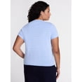 thumbnail image 3 of Terra & Sky Women's Plus Short Sleeve Button Up Sweater Top,Sizes,0X-5X, 3 of 5