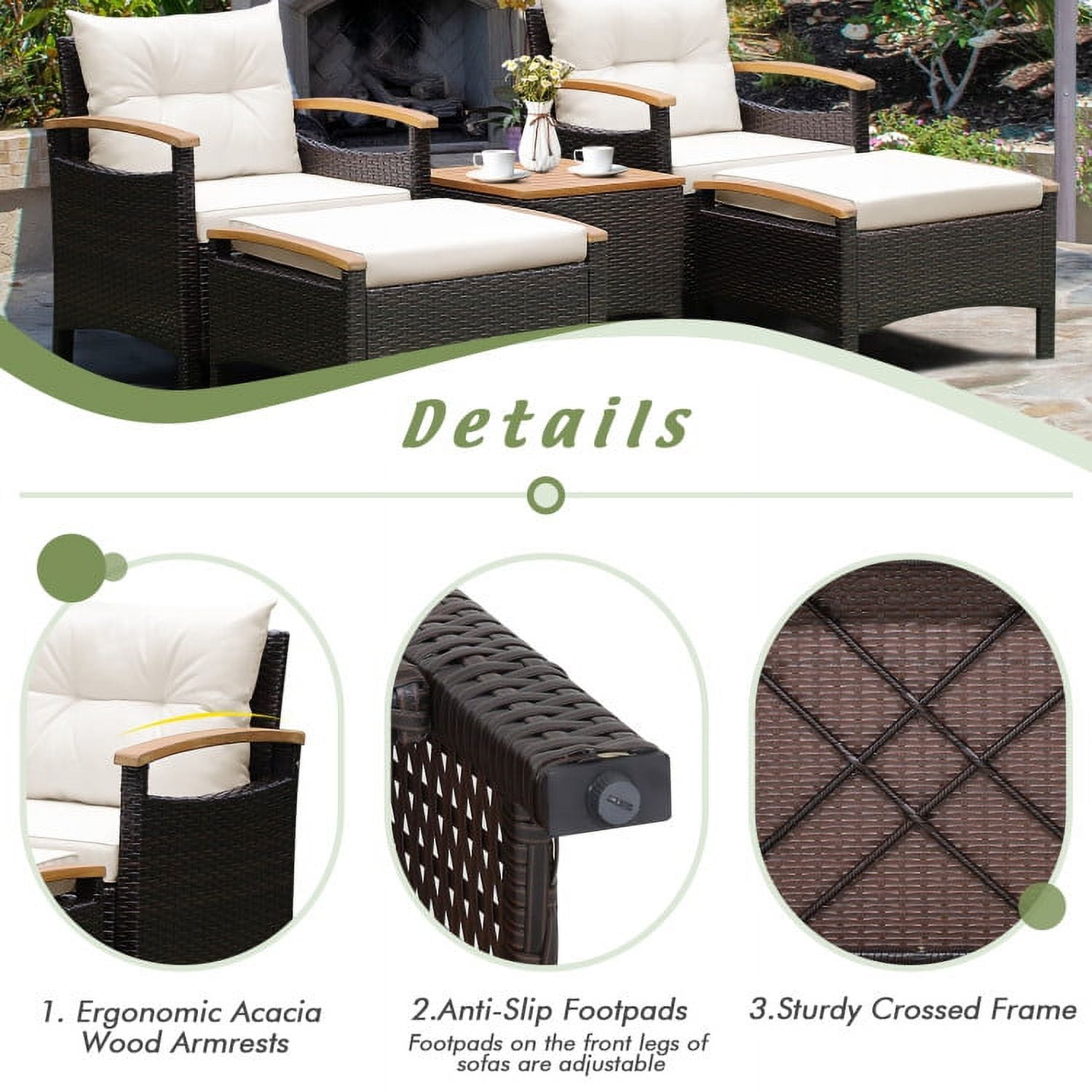 Aimee Lii 7 Pieces Rattan Patio Conversation Set with Acacia Wood Tabletop, Outdoor Patio Furniture Set Aimee Lii 7 Pieces Rattan Patio Conversation Set with Acacia Wood Tabletop, Outdoor Patio Furniture Set