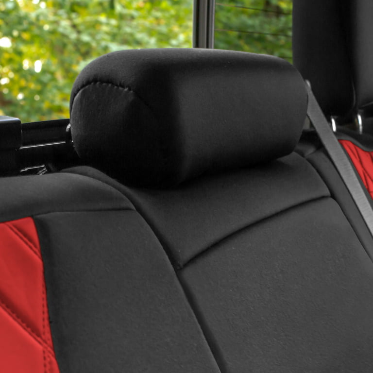 FH Group Custom Fit Neoprene Waterproof Truck Car Seat Cover for 2019-2023  GMC Sierra 1500 2500HD 3500HD Base SLE, Red Rear Set Seat Covers with Air  Freshener 