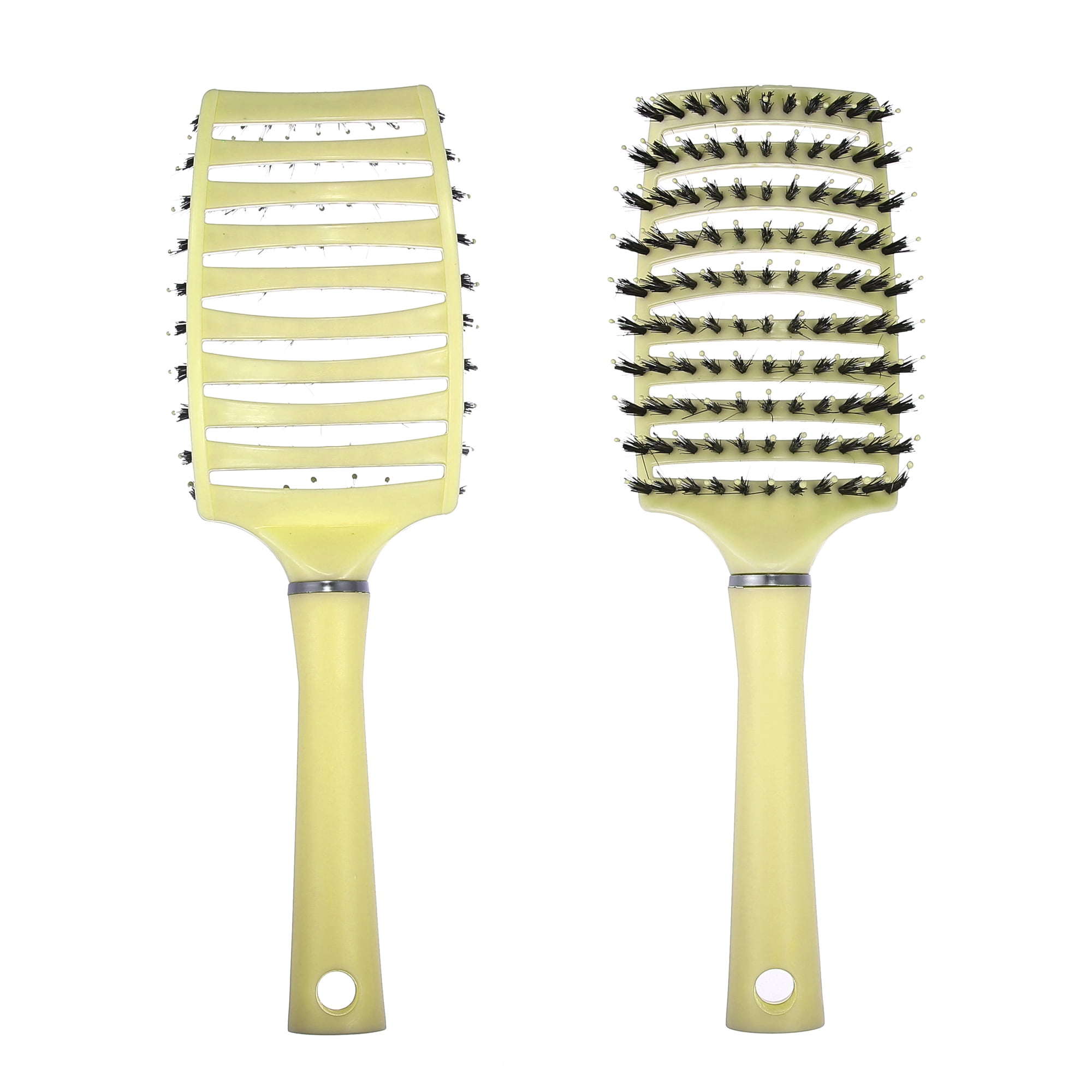 Unique Bargains 1Pc Vent Detangling Brush with Detangling Pins Hair Comb Yellow