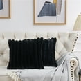 thumbnail image 4 of Home Soft Things Fuzzy Striped Faux Fur Pillow Covers, Set of 2, 20"x20", Black, 4 of 8