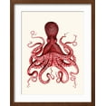 thumbnail image 2 of Art.com Red Octopus 3 Art Print by Fab Funky, Brown Frame Wall Art, 17" x 21", 2 of 5