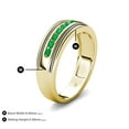 thumbnail image 4 of TriJewels 0.35 ctw Round Emerald Two Toned and High Polished Edges Men Wedding Band (8 mm) in 10K Yellow Gold, 4 of 6