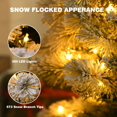 thumbnail image 4 of 7.5FT Pencil Christmas Tree Pre-Lit, Flocked Portland Pine Artificial Christmas Tree w/350 LED Lights & 573 PVC Branch Tips, Metal Hinges & Base, 4 of 7