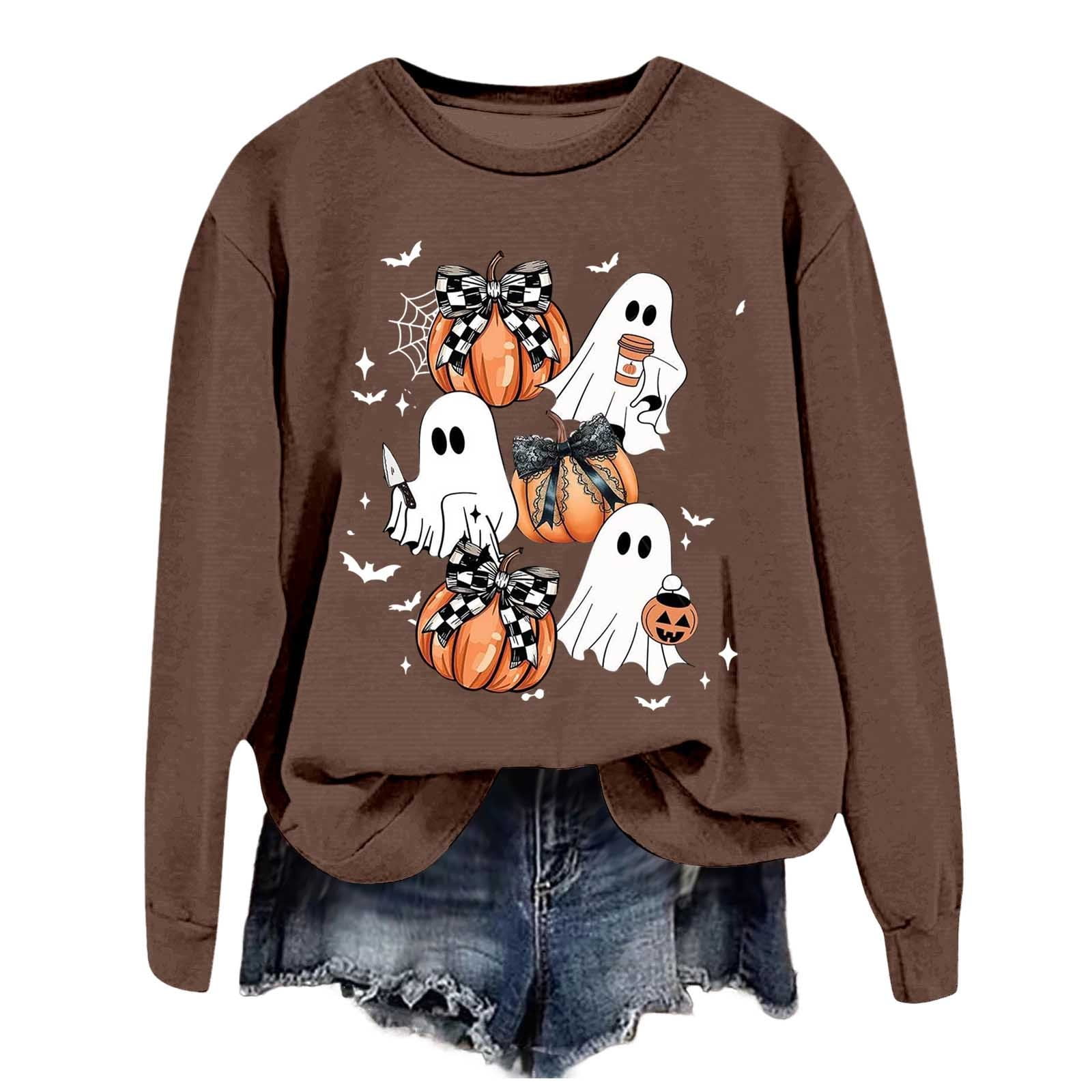 Sweat-shirt Femme Halloween à Manches Longues - Col Rond, Imprimé Graphique, Décontracté - 8