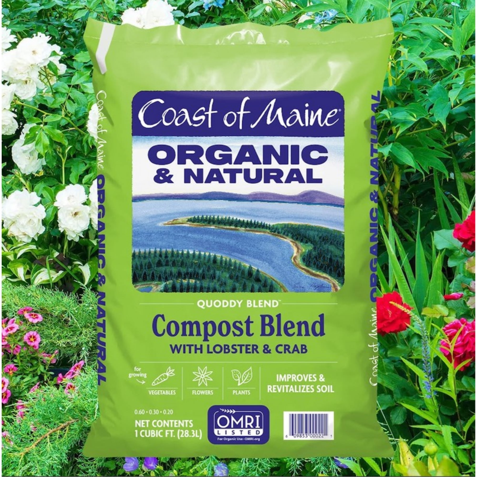 Coast of Maine Quoddy Blend Organic and Natural Compost Blend with Lobster and Crab, Improves and Revitilizes Soil, 1 cu ft