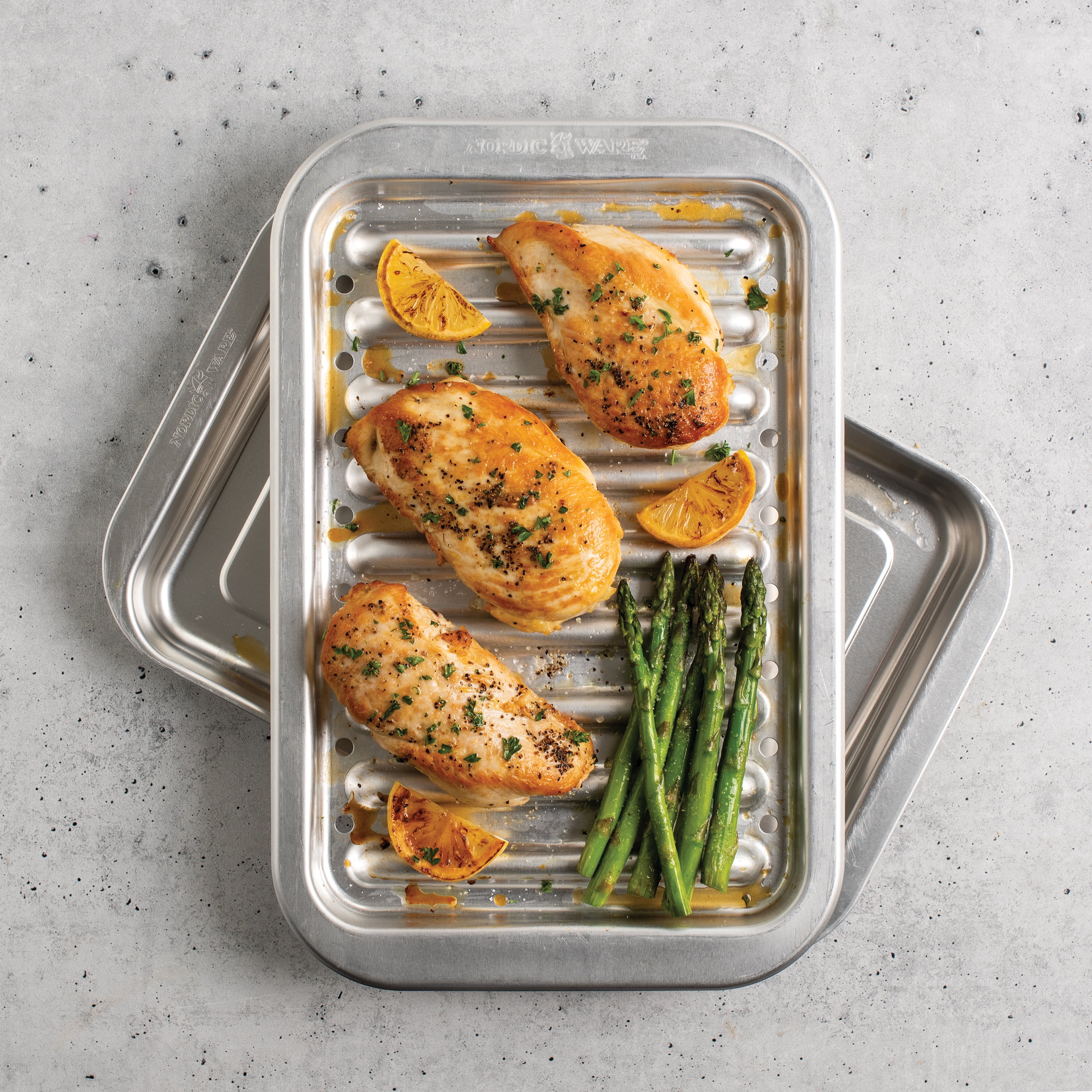 Nordic Ware Naturals 2-Piece Broil and Grill Baking Pan with Crisping Rack