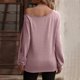 thumbnail image 3 of Jersey de mujer con hombros descubiertos, manga larga, color puro, sudadera, blusa para otoño invierno, rosa, L, 3 of 5