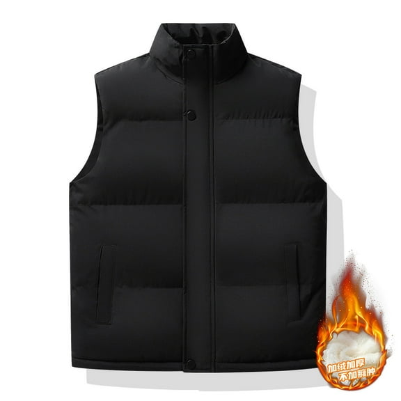 dzxyzu Men's Vest Lined Puffer Vest Sleeveless Mock Neck Down Jacket Outdoor Golf Waistcoat Running Vest Travel Winter Windbreak Coat - Black