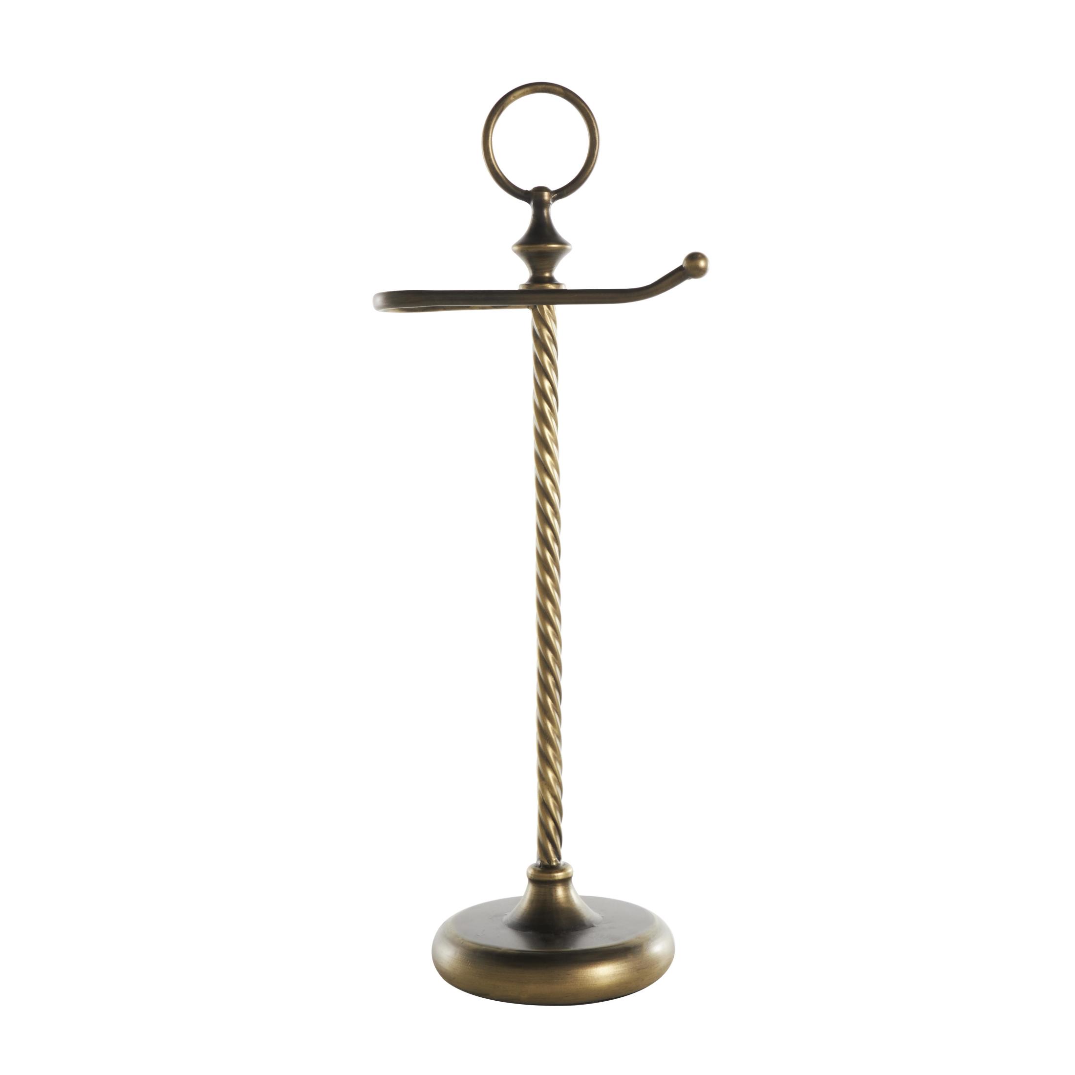 DecMode Brass Toilet Paper Holder with Twisted Stand and Ring Top