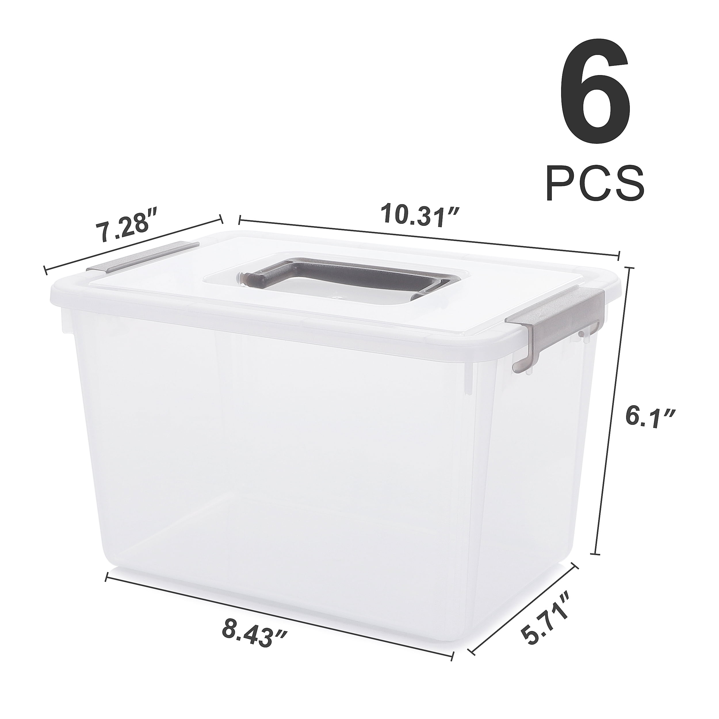  Citylife 4 Packs 5.3 QT Storage Bins with Lids Clear Plastic  Bins with Grey Handle Stackable Storage Containers for Organizing