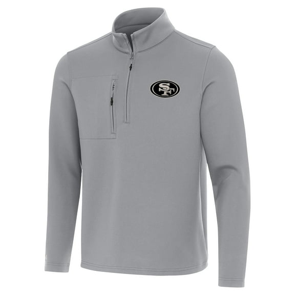 Men's Antigua Gray San Francisco 49ers Insider Quarter-Zip Jacket