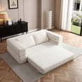 thumbnail image 5 of 81" Convertible Sofa Bed, 3-in-1 Folding Floor Couch, Corduroy Fold Out Sleeper Futon Mattress with Pillows, Boneless Lounge Loveseat for Living Room, Beige, 5 of 11