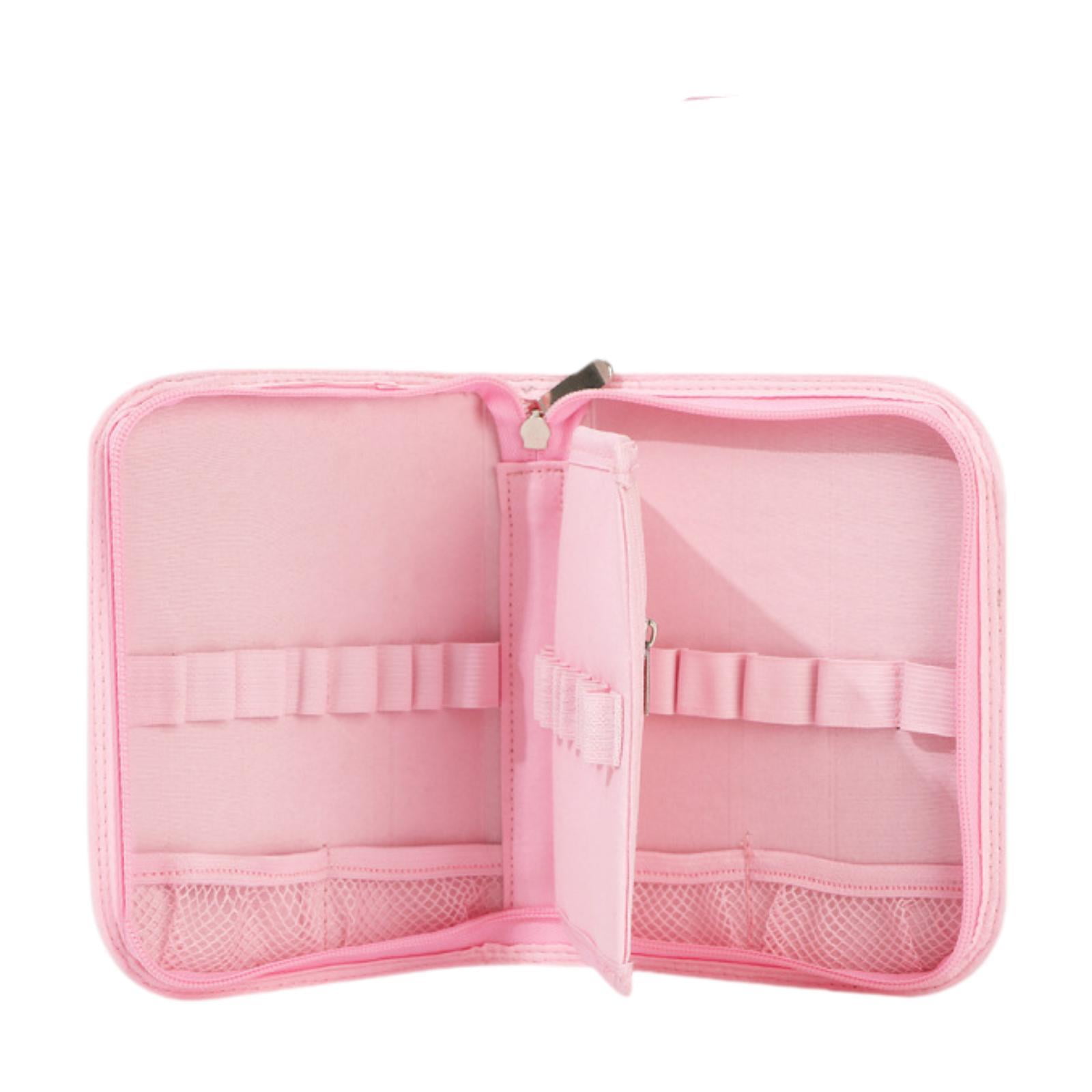 S SERENABLE Crochet Hook Case Organizer Bag Storage Zipper Pouch Portable Polyester Double Layer Design for Storing Crochet Hooks And Knitting Accessories Suitabl Pink