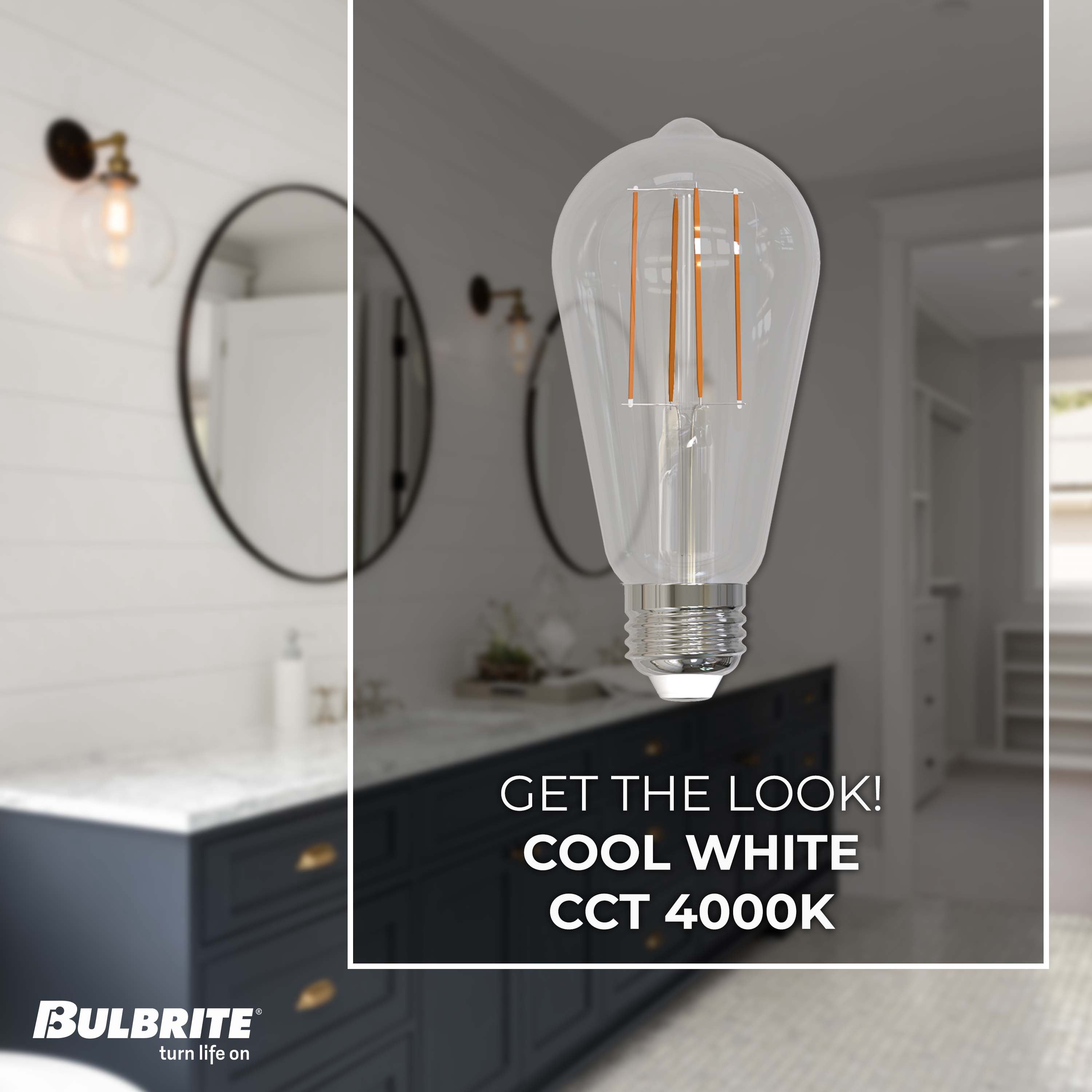 Bulbrite Pack of (8) 7 Watt Dimmable Clear Filament ST18 Medium (E26) LED Light Bulb - 800 Lumens, 4000K