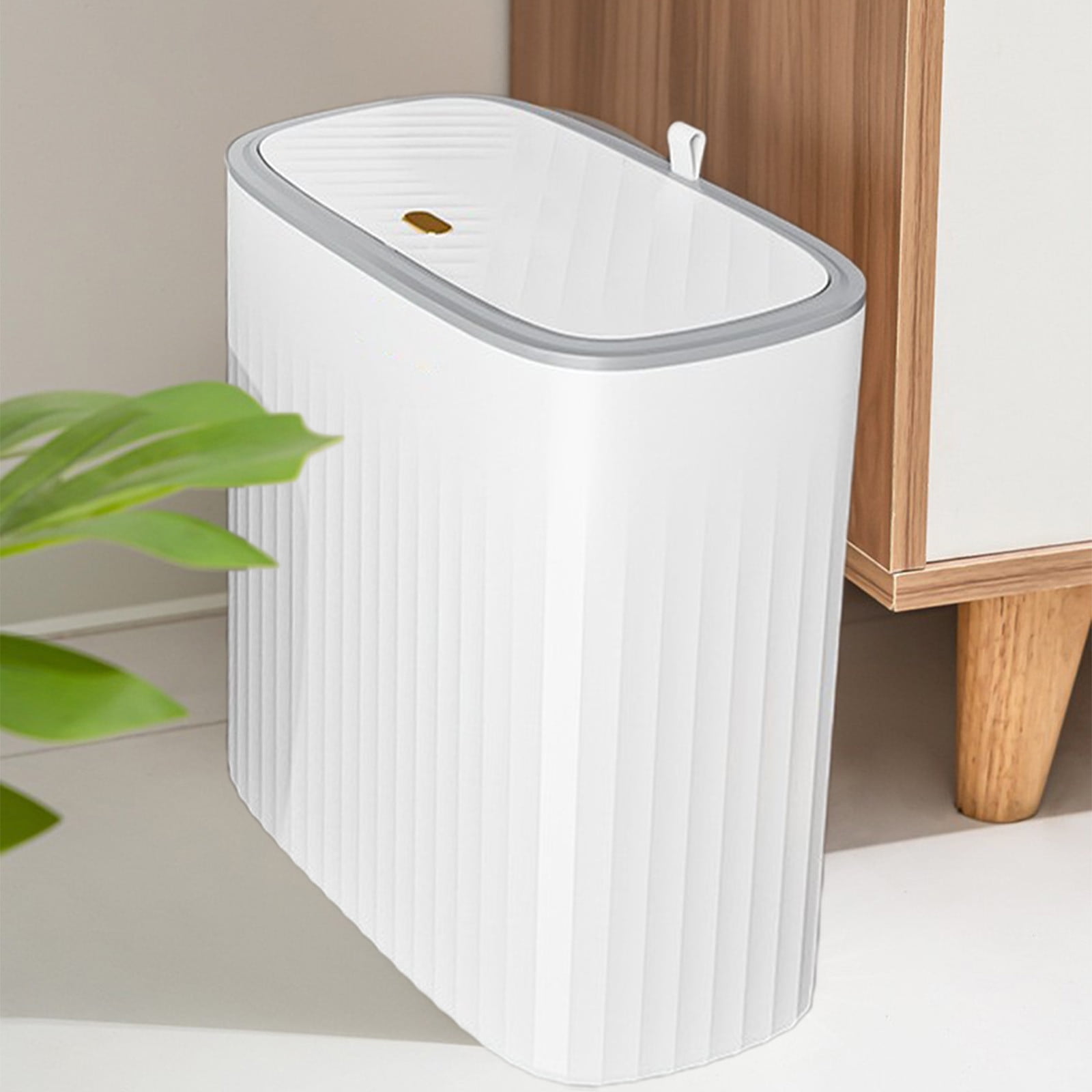 under $5 Fufafayo Bathroom Trash can with Automatic Touchless Lid, Motion Sensor Small Garbage Can, Slim Waterproof Smart Trash Bin for Bedroom, Office, Living Room