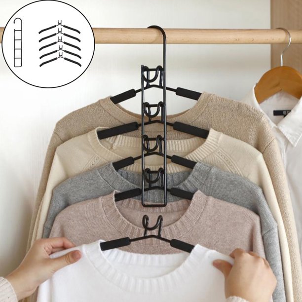 Muyoka Perchas 5 en 1 para ropa, perchas antideslizantes de Metal multicapa, perchas para abrigos, ahorro de espacio, resistente, para el hogar, armario, percha de almacenamiento para chaqueta, abrigo Muyoka Hogar