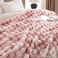 thumbnail image 2 of ROSEKIND ultra-soft 680GSM Faux Fur Ribbed Throw Blanket for Sofa & Bed, Cozy Gift for Adults & Friends, 50x60in, Tie-dye Pink, 2 of 8
