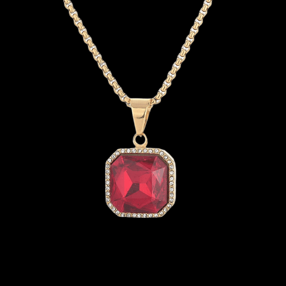 Iced Out Small Square Black Crystal Pendant 14K Yellow Gold Necklace For Men/Women Bling Rhinestone Hip hop Jewelry With Box Chain
