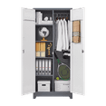 thumbnail image 3 of Tcbosik Metal Storage Cabinet with Lock, Garage Storage Cabinet with Hanging Rod & Adjustable Shelves, Locking Tool Cabinet Utility Closet with Pegboard and Towel Holder, White, 3 of 10