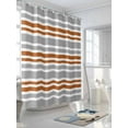 thumbnail image 3 of Fsddascl Orange Grey Striped Shower Curtain Set - Standard 72" x 72" Washable Bathtub Curtain with 12 Hooks, Horizontal Lines Simple Minimalist Waterproof Fabric Stall Shower Curtains for Bathroom, 3 of 6