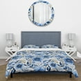 thumbnail image 3 of Designart "Eccentric Blue Watercolor Florals I" Floral Bedding Covert Set - Cottage Bed Set With 1 Sham, 3 of 5