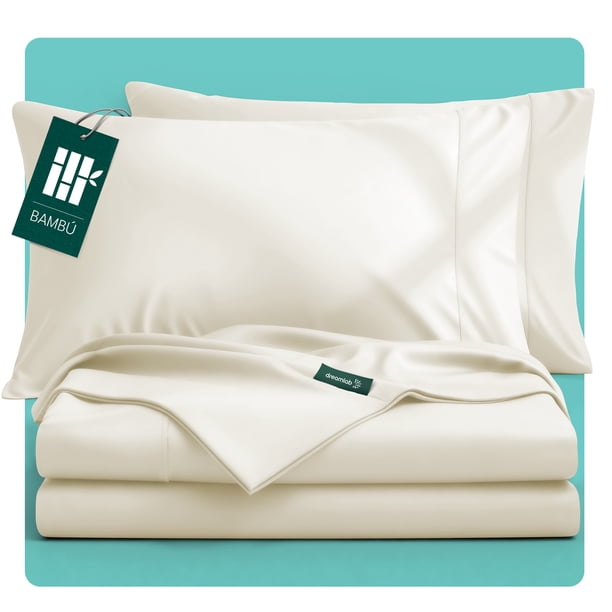 Juego de Sábanas de Bambú Dreamlab, Ropa de Cama Ultra Suave, Fresca, Hipoalergénica, Ecológica, Sábanas Individuales de Bambú, Color Marfil