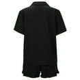 thumbnail image 4 of XIAONU Solid Color Pajama Set for Women Silky Soft Short-Sleeve Shirt Shorts Set Comfortable Elegant Relaxing Sleepwear Set, 4 of 8