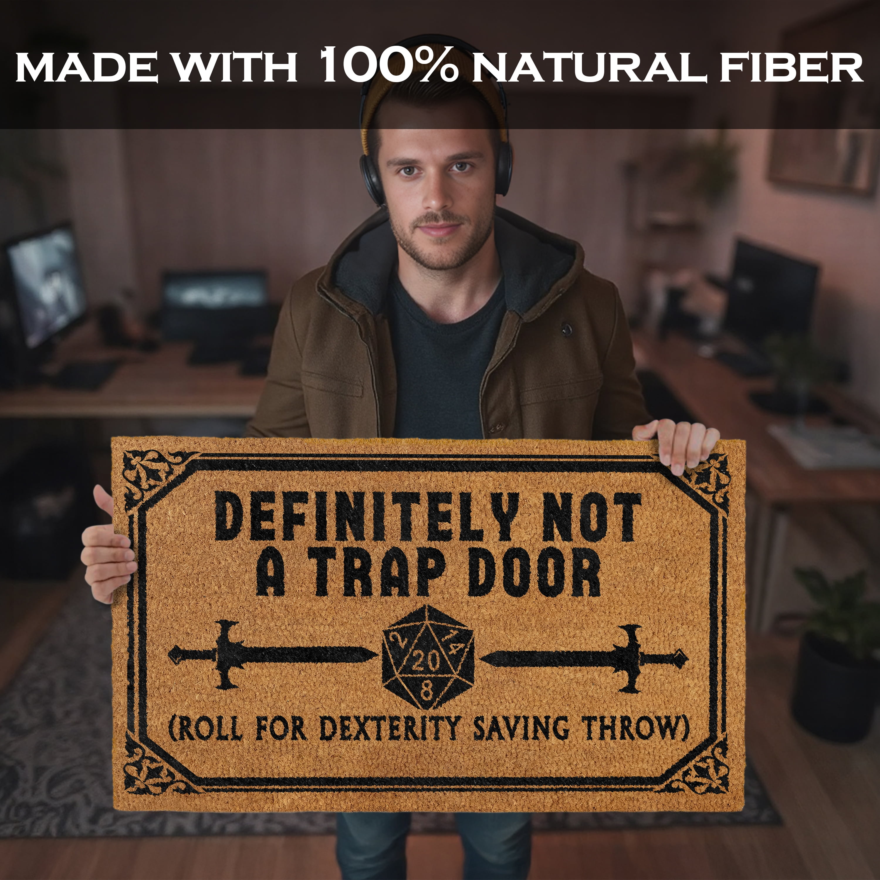 MAINEVENT Not a Trap Doormat 30x17 Inch, Funny Outdoor Welcome Mat for Outside