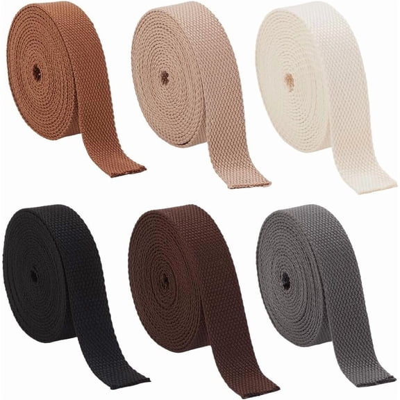 19.6 Yards Heavy Sewing Webbing 6 Colors Cotton Webbing 1'' Flat Polycotton Webbing Leash Strapes